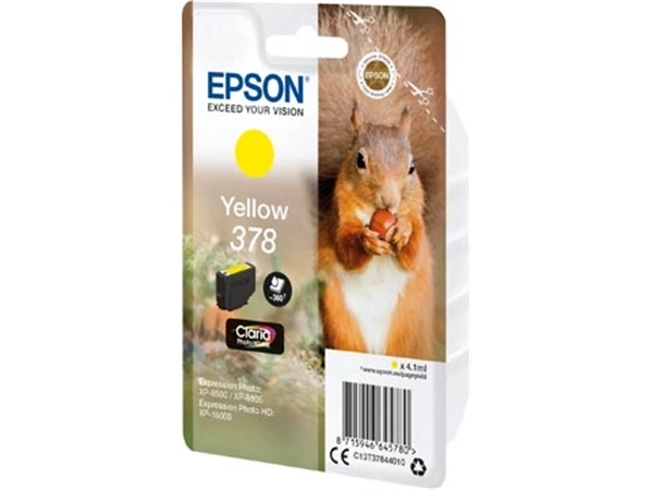 Een Epson inktcartridge 378, 360 pagina's, OEM C13T37844010, geel koop je bij Muys Kantoor & Kado