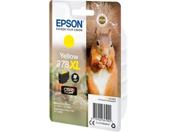 Een Epson inktcartridge 378 XL, 830 pagina's, OEM C13T37944010, geel koop je bij Muys Kantoor & Kado