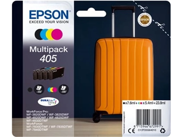 Een Epson inktcartridge 405, 300 - 350 pagina's, OEM C13T05G64010, 4 kleuren koop je bij Muys Kantoor & Kado