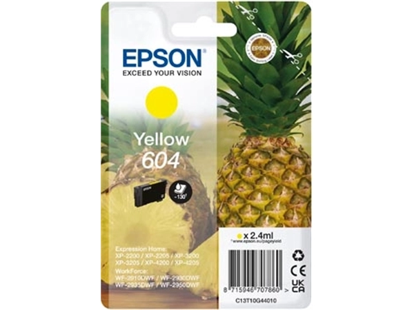 Een Epson inktcartridge 604, 130 pagina's, OEM C13T10G44010, geel koop je bij Muys Kantoor & Kado