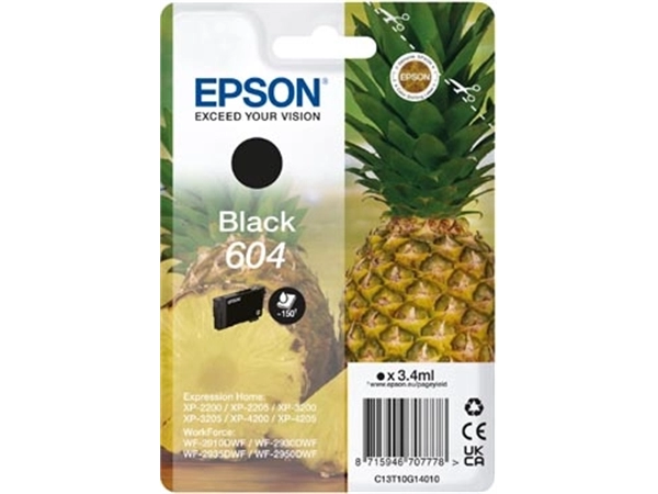 Een Epson inktcartridge 604, 150 pagina's, OEM C13T10G14010, zwart koop je bij Muys Kantoor & Kado