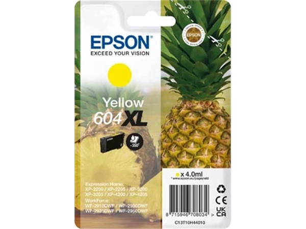 Een Epson inktcartridge 604 XL, 350 pagina's, OEM C13T10H44010, geel koop je bij Muys Kantoor & Kado