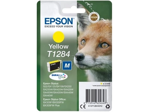 Een Epson inktcartridge T1284, 225 pagina's, OEM C13T12844012, geel koop je bij Muys Kantoor & Kado