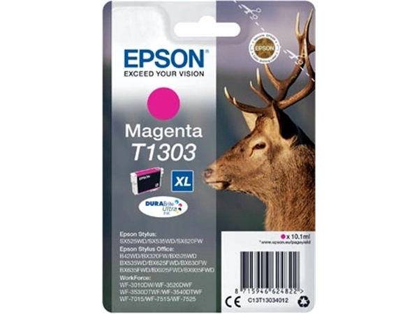 Een Epson inktcartridge T1303, 600 pagina's, OEM C13T13034012, magenta koop je bij Muys Kantoor & Kado