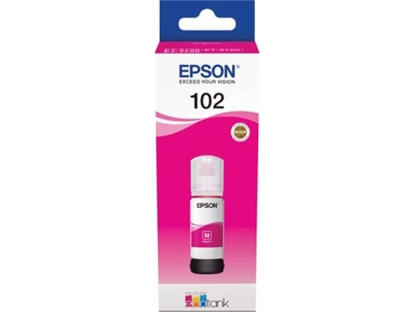 Een Epson inktfles 102, 6.000 pagina's, OEM C13T03R340, magenta koop je bij Muys Kantoor & Kado