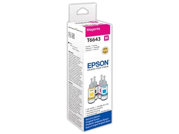 Een Epson inktfles T664, 6.500 pagina's, OEM C13T664340, magenta koop je bij Muys Kantoor & Kado