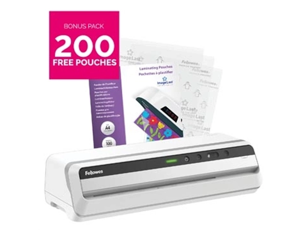 Een Fellowes lamineermachine Jupiter voor ft A3 + Bonus Pack van 200 lamineerhoezen (A4, 80 micron) koop je bij Muys Kantoor & Kado