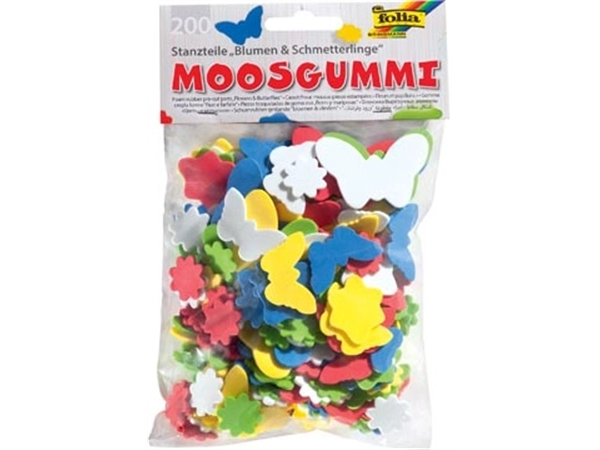 Een Folia mosgummi figuren bloemen en vlinders koop je bij Muys Kantoor & Kado