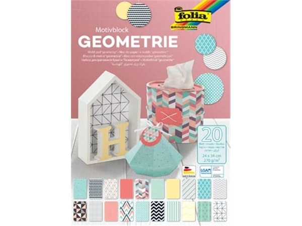 Een Folia motiefpapier Geometrie ft 24 x 34 cm, blok met 20 vel koop je bij Muys Kantoor & Kado