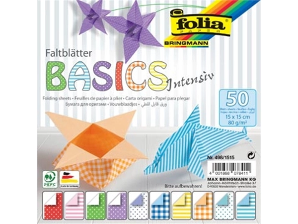 Een Folia vouwpapier Basic Intensive ft 15 x 15 cm, pak met 50 vel koop je bij Muys Kantoor & Kado