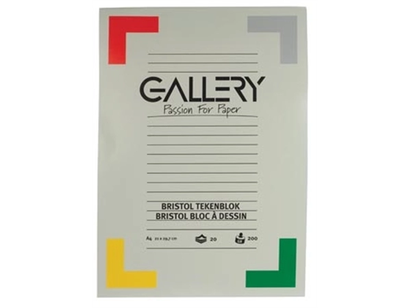 Een Gallery Bristol tekenblok, ft 21 x 29,7 cm , A4, 200 g m², 20 vel koop je bij Muys Kantoor & Kado