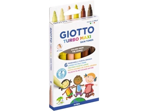 Een Giotto Turbo Maxi Skin Tones viltstiften, etui van 6 stuks koop je bij Muys Kantoor & Kado