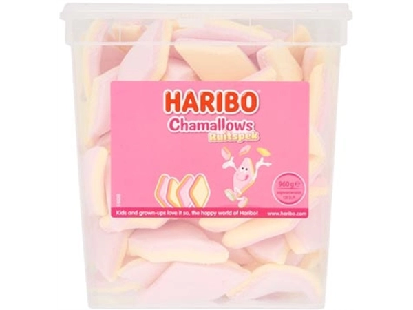 Een Haribo Chamallows Ruitspek, pot van 120 stuks koop je bij Muys Kantoor & Kado