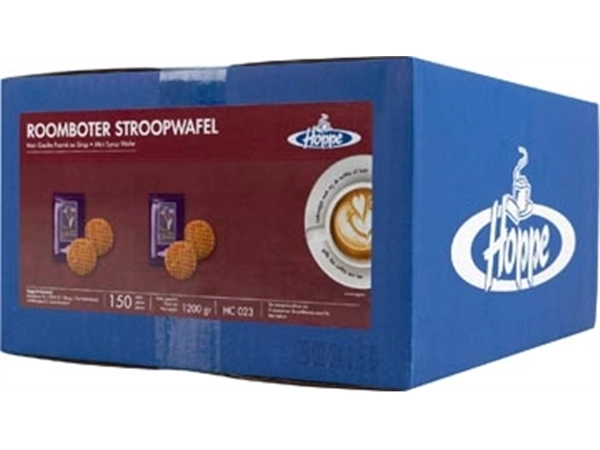 Een Hoppe stroopwafel, doos van 150 stuks koop je bij Muys Kantoor & Kado