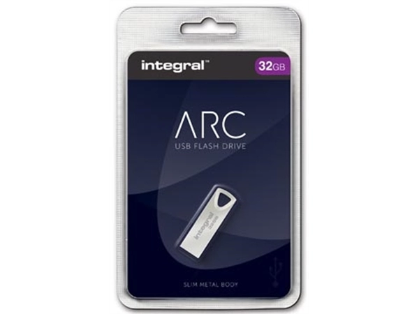 Een Integral ARC USB stick 2.0, 32 GB, zilver koop je bij Muys Kantoor & Kado