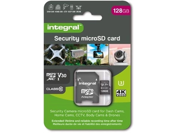 Een Integral Security microSDXC geheugenkaart, Class 10 V30 , 128 GB koop je bij Muys Kantoor & Kado