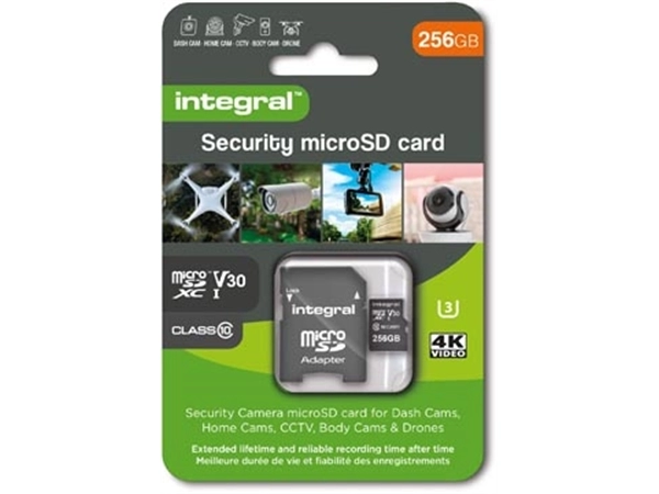 Een Integral Security microSDXC geheugenkaart, Class 10 V30 , 256 GB koop je bij Muys Kantoor & Kado