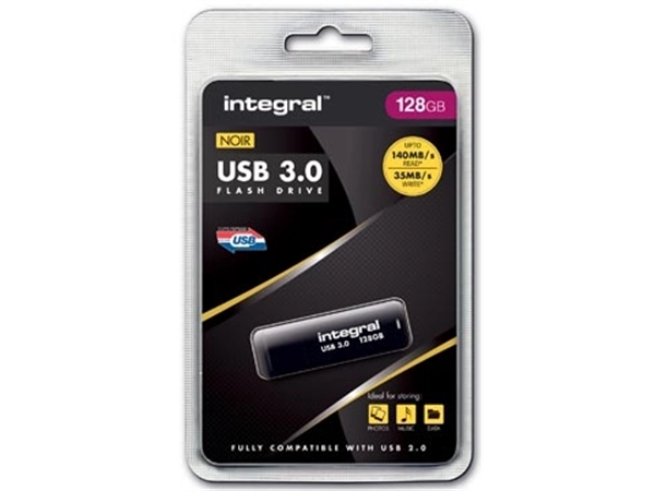 Een Integral USB stick 3.0, 128 GB, zwart koop je bij Muys Kantoor & Kado