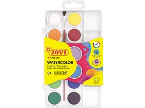 Een Jovi waterverf, doos met 12 napjes + penseel koop je bij Muys Kantoor & Kado