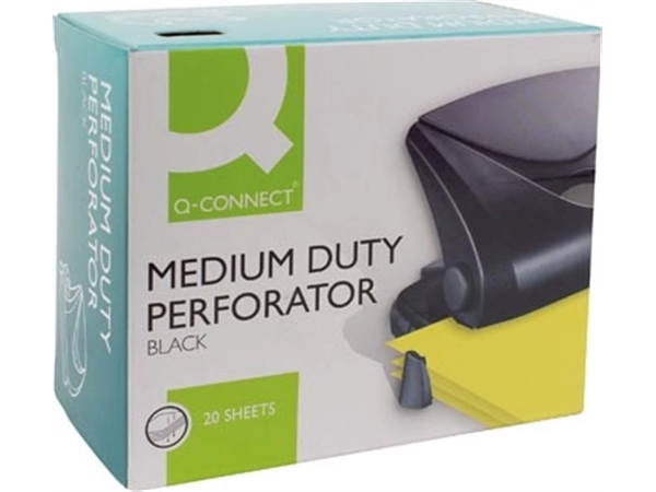 Een Q-CONNECT perforator Medium Duty, 20 blad, zwart koop je bij Muys Kantoor & Kado