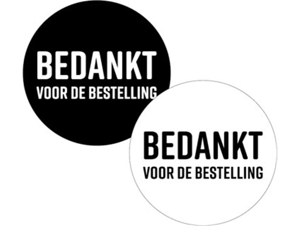 Een KP etiket "Bedankt voor de bestelling", diameter 40 mm, 2 varianten, rol van 250 stuks koop je bij Muys Kantoor & Kado