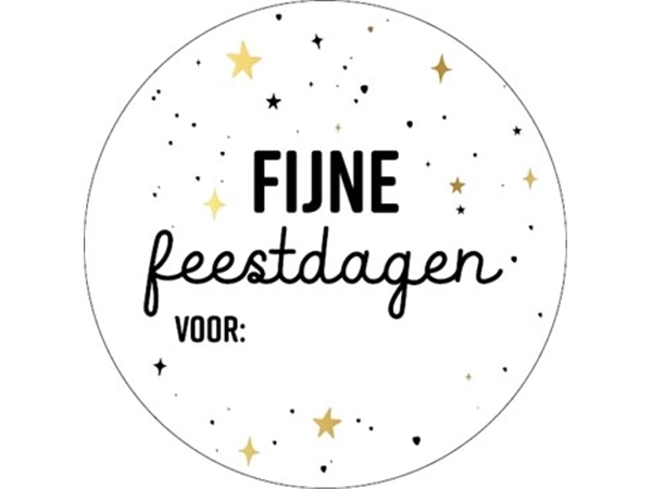 Een KP etiket "Fijne Feestdagen voor", diameter 40 mm, rol van 250 stuks koop je bij Muys Kantoor & Kado