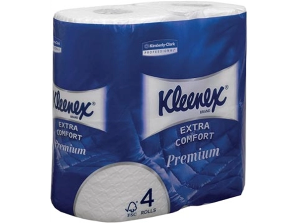 Een Kleenex toiletpapier Extra Comfort, 4-laags, 160 vel per rol, pak van 4 rollen koop je bij Muys Kantoor & Kado