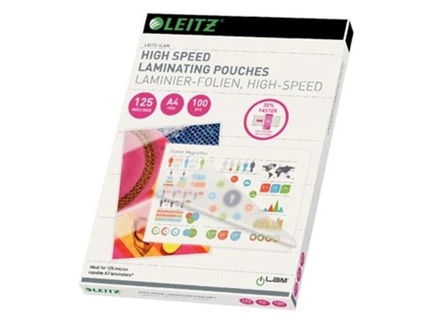 Een Leitz UDT lamineerhoes ft A4, 250 micron (2 x 125 micron), highspeed, pak van 100 stuks koop je bij Muys Kantoor & Kado