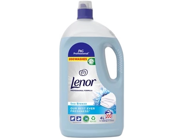 Een Lenor Professional wasverzachter zeebries, flacon van 4 liter koop je bij Muys Kantoor & Kado