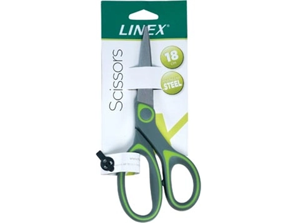 Een Linex schaar 17,5 cm, groen, op blister koop je bij Muys Kantoor & Kado