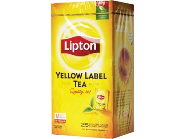 Een Lipton thee, Yellow Label, Squeezable, doos van 25 zakjes koop je bij Muys Kantoor & Kado