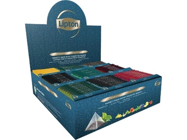 Een Lipton thee assortiment Exclusive Selection, 9 smaken, display van 108 zakjes koop je bij Muys Kantoor & Kado