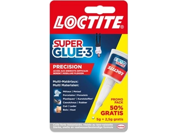 Een Loctite Secondelijm Super Glue Precision, 5 g + 50 % gratis, op blister koop je bij Muys Kantoor & Kado