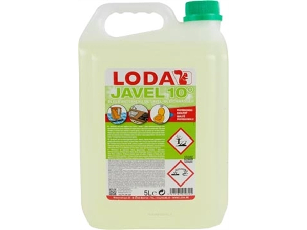 Een Loda Javel 10° bleekwater, groen, bidon van 5 l koop je bij Muys Kantoor & Kado