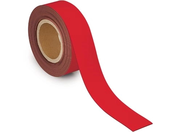 Een MAUL magnetisch etiketband beschrijf- en wisbaar, 10mtx50mm, rood koop je bij Muys Kantoor & Kado