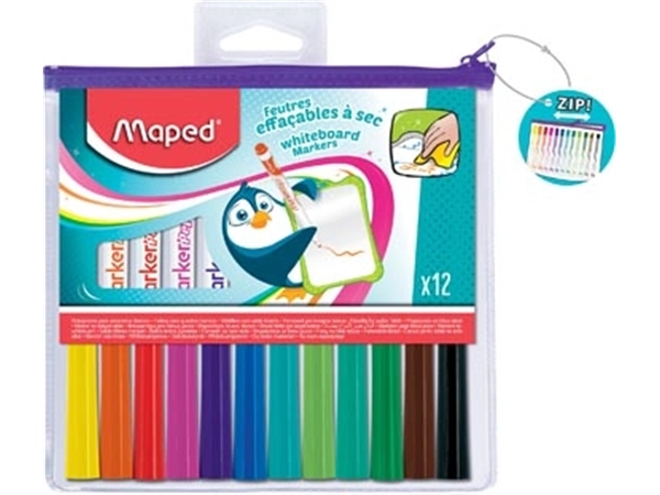 Een Maped Marker'Peps whiteboardmarker, etui met 12 stuks in geassorteerde kleuren koop je bij Muys Kantoor & Kado