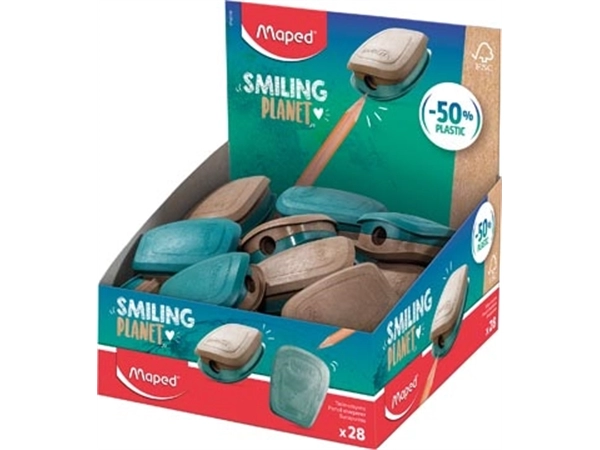 Een Maped Smiling Planet potloodslijper Pulse, 1-gaats, display van 28 stuks koop je bij Muys Kantoor & Kado