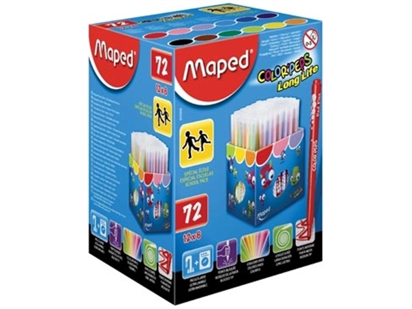 Een Maped Viltstift Color'Peps 72 stiften in een kartonnen doos (classpack) koop je bij Muys Kantoor & Kado