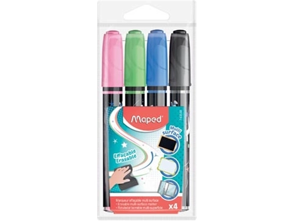 Een Maped krijtmarker, etui met 4 stuks in geassorteerde kleuren koop je bij Muys Kantoor & Kado