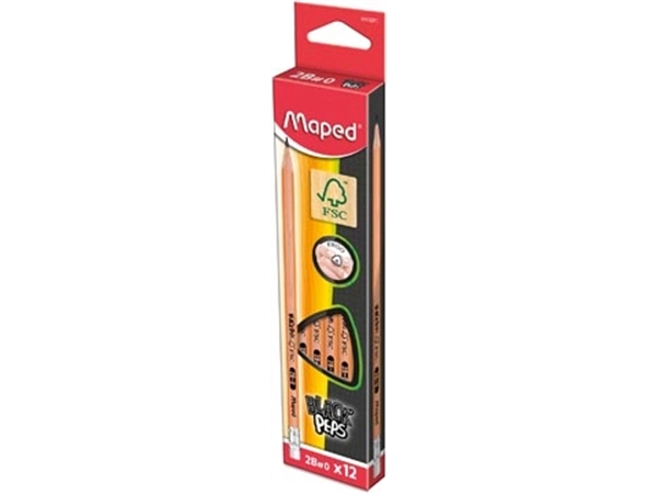 Een Maped potlood Black'Peps 2B, met gum koop je bij Muys Kantoor & Kado