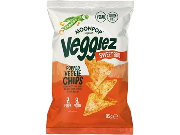 Een Moonpop Veggiez chips Sweet BBQ, zak van 85 g koop je bij Muys Kantoor & Kado