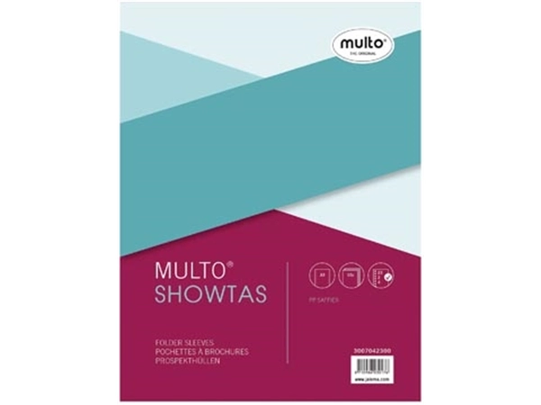 Een Multo geperforeerde showtas ft A3, 2-, 4- en 23-gaatsperforatie, 80 micron, gekorreld, pak van 10 st koop je bij Muys Kantoor & Kado