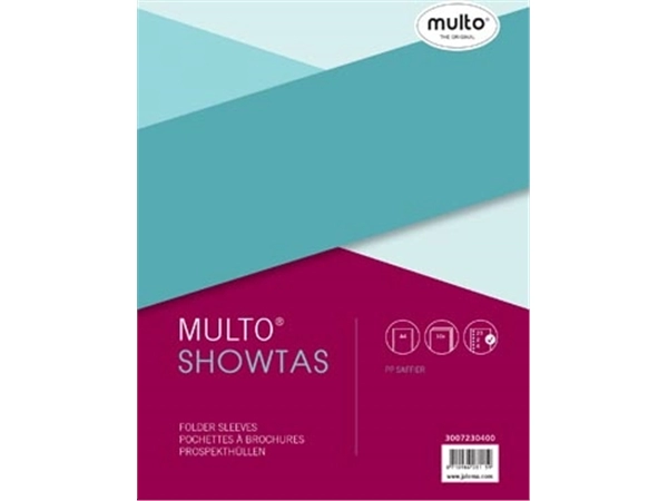 Een Multo geperforeerde showtas ft A4, 23-gaatsperforatie, 80 micron, gekorreld koop je bij Muys Kantoor & Kado