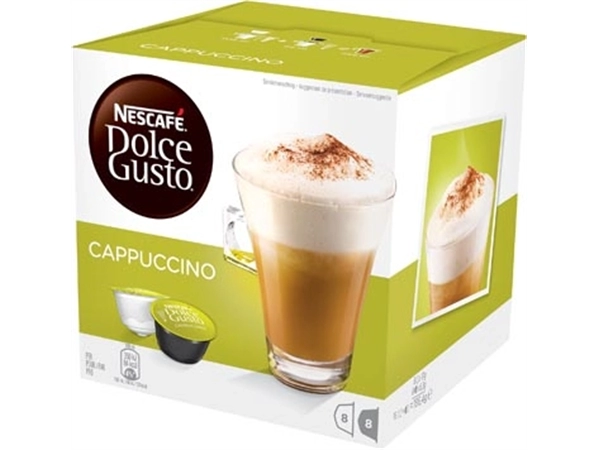 Een Nescafé Dolce Gusto koffiecapsules, Cappucino, pak van 16 stuks koop je bij Muys Kantoor & Kado