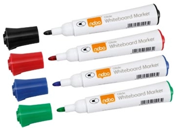 Een Nobo Glide whiteboardmarker, ronde punt, pak van 10 stuks, geassorteerde kleuren koop je bij Muys Kantoor & Kado