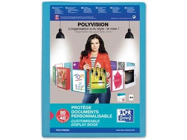 Een OXFORD Polyvision personaliseerbare presentatiealbum, formaat A4, uit PP, 40 tassen, blauw koop je bij Muys Kantoor & Kado