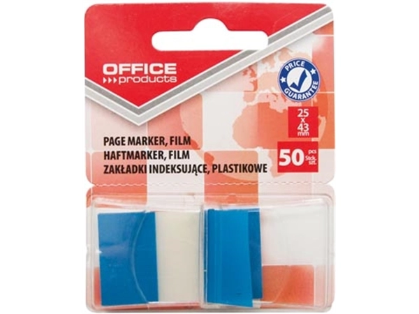 Een Office Products index, 25 x 43 mm, blister van 50 tabs, blauw koop je bij Muys Kantoor & Kado