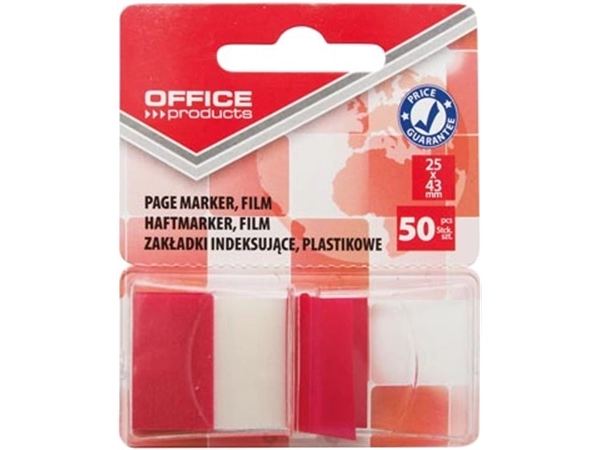 Een Office Products index, 25 x 43 mm, blister van 50 tabs, rood koop je bij Muys Kantoor & Kado