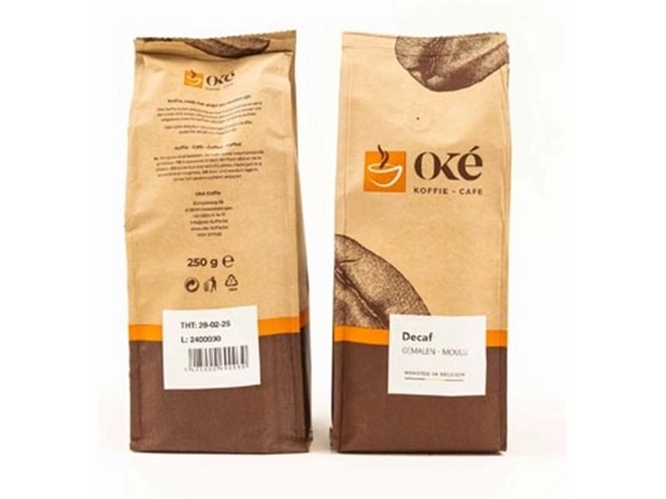 Een Oké koffie, gemalen, pak van 250 g, Deca koop je bij Muys Kantoor & Kado