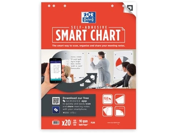 Een Oxford flipchartblok Smart Chart, zelfklevend, ft 60 x 80 cm, blanco, pak van 20 vel koop je bij Muys Kantoor & Kado